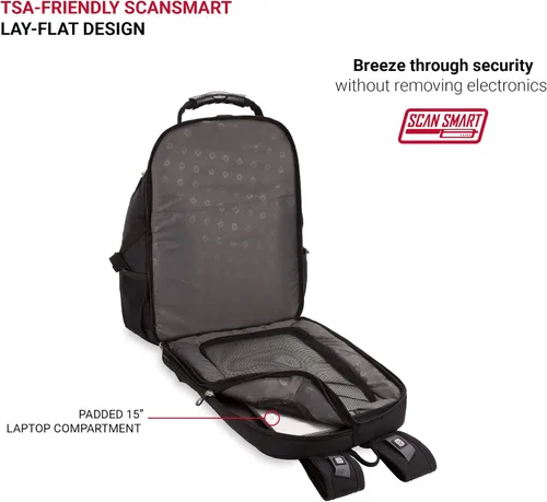 Vista 5 de SwissGear Mochila para laptop 1923 ScanSmart TSA, se adapta a la mayoría de portátiles y tabletas de 17 pulgadas