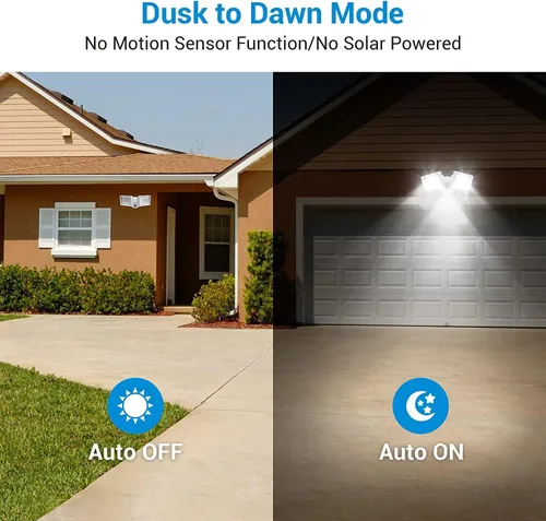 Vista 3 de DEWENWILS Luz de inundación LED de 5400LM del anochecer al amanecer al aire libre, 62W 5000K luz de seguridad LED con fotocélula IP65, impermeable