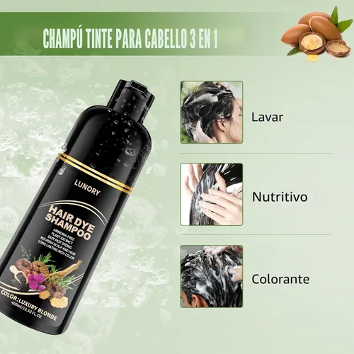Vista 8 de Champú rubio claro del tinte para el cabello para la cobertura de canas con aceite de argán y ginseng, sin amoníaco ni parabenos, color natural