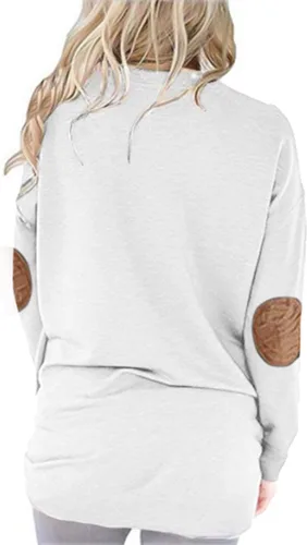 Vista 2 de Pink Queen - Blusa suelta de mujer con cuello redondo, camiseta de manga murciélago con parches