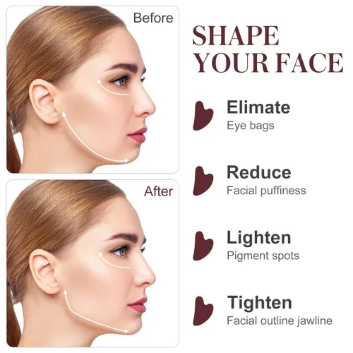 Vista 6 de rosenice Gua Sha Herramientas faciales Guasha Herramienta Gua Sha Jade Piedra para el cuidado de la piel facial Cuerpo Acupuntura Alivia