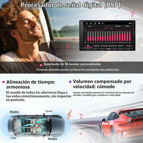 Vista 4 de ATOTO A6PF Android Doble DIN Estéreo de coche, CarPlay inalámbrico y Android Auto Radio QLED de 7 pulgadas con pantalla táctil CarPlay, 360 VSV/HD
