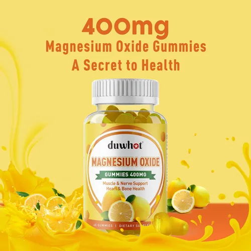 Vista 3 de Gomitas de óxido de magnesio de 400 mg, suplemento masticable de óxido de magnesio para adultos y niños, apoyo nervioso, muscular, óseo y cardíaco