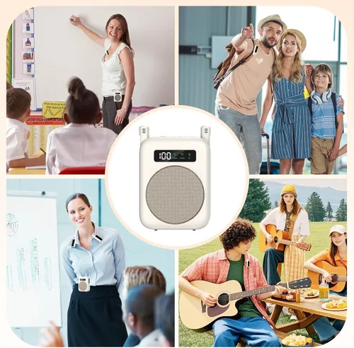Vista 7 de Amplificador de voz con micrófono lavalier Bluetooth, amplificador Bluetooth para profesor, amplificador de voz portátil, sistema de micrófono