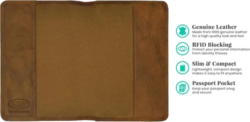 Vista 2 de Soporte personalizado de cuero con monograma RFID para pasaporte y etiqueta de equipaje, montura antigua, Juego de funda para pasaporte y etiqueta