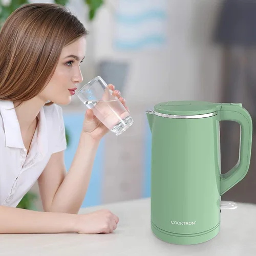Vista 8 de COOKTRON Hervidor Eléctrico de 1.7L Silencioso, Hervidor de Agua Caliente de Doble Pared Libre de BPA, Tetera de Hervido Silencioso y Tacto Fresco