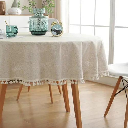 Vista 14 de AMZALI Mantel de Rayas con Borlas de Algodón y Lino Resistente a Manchas/A Prueba de Polvo Impermeable Cubierta de Mesa para Decoración de Mesa