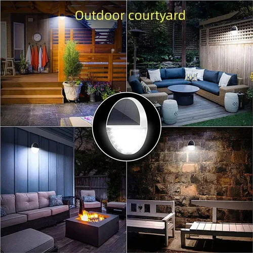 Vista 5 de Luz solar al aire libre, luz de inducción automática para microondas, sin cableado IP65, luz de pared impermeable, funciona con energía solar