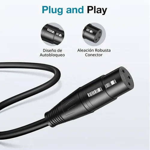 Vista 5 de InnoGear XLR - Cables de micrófono, 6 pies, paquete de 2 cables de cobre sin oxígeno macho a hembra de 3 pines, cable de micrófono XLR equilibrado