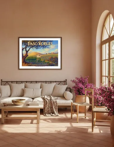 Vista 5 de Paso Robles Wineries San Luis Obispo - California Vineyards Wine Country Art por Kerne Erickson - Cartel de metal vintage de 8 x 12 pulgadas