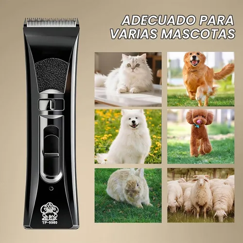Vista 5 de Cortapelos para perros para aseo, kit de recortador de pelo de mascotas recargable silencioso (negro)
