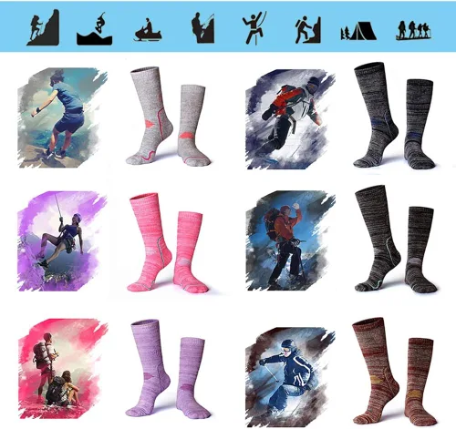 Vista 5 de LifeWheel Mujeres y hombres esquí senderismo grueso cálido invierno Terry calcetines para trekking deportes al aire libre