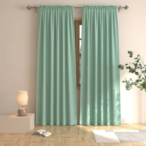Vista 46 de UPOPO Cortinas beige de 45 pulgadas de largo para oscurecer la habitación, paneles de cortina para ventana, bolsillo para cortinero, cortinas