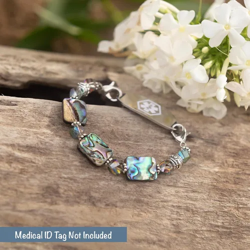 Vista 2 de Pulsera elástica de alerta médica, pulsera de identificación médica de repuesto intercambiable, etiqueta de identificación médica no incluida