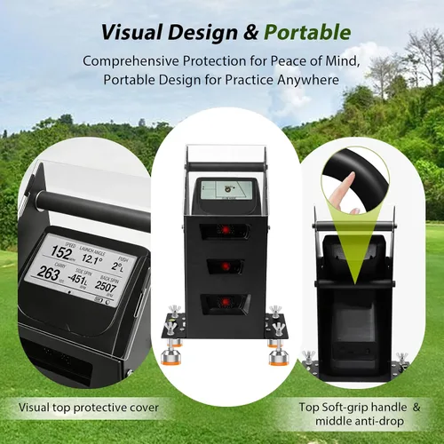 Vista 5 de Funda protectora de metal portátil para Bushnell Launch Pro Golf Launch Monitor Simulador, Visual Golf Launch Monitor Shield para Foresight GC3