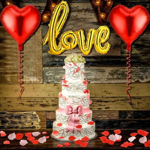Vista 5 de Decoraciones de boda rojas para el día de San Valentín, pétalos artificiales en forma de corazón, pétalos de rosa de seda, diseño romántico