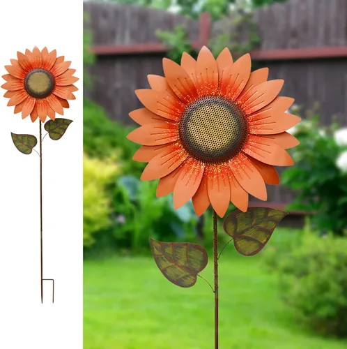 Vista 10 de Estacas de jardín de flores, letrero de metal para patio, estaca decorativa de plantas de girasol, arte de césped, decoración de patio, adornos