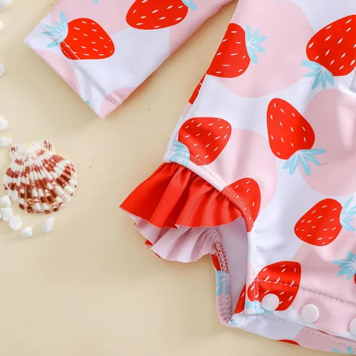 Vista 43 de Traje de baño de una pieza con cremallera de manga larga para bebé niña con gorro
