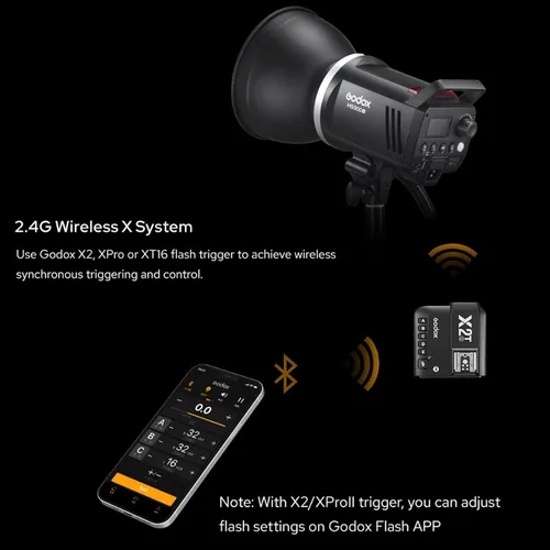 Vista 3 de Godox MS300V 300Ws GN58 Compact Studio Strobe Flash Bowens Mount Monolight Negro
