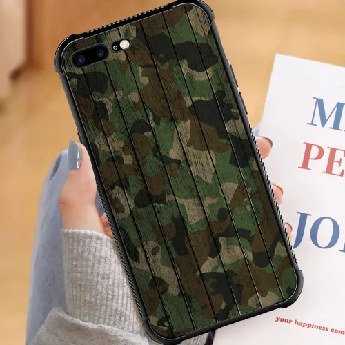Vista 6 de DJSOK Funda compatible con iPhone 7/8 Plus, diseño con patrón de parachoques trasero, esquinas reforzadas antiarañazos, caver de TPU suave, fundas