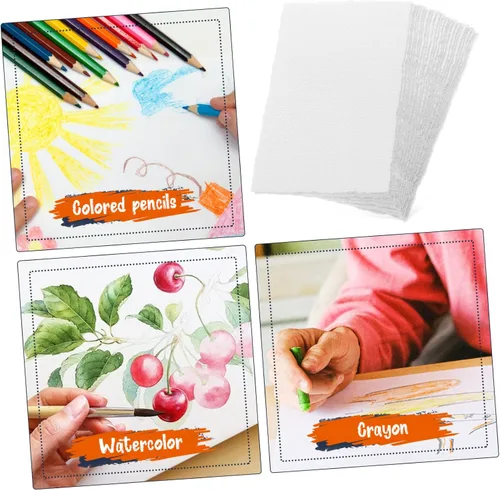 Vista 3 de ARTIBETTER 25sheets Cold Press Watercolor Paper Deckle Edges Blank Artist Paper for Painting Sketching and Card Making Versatile Use for All Skill