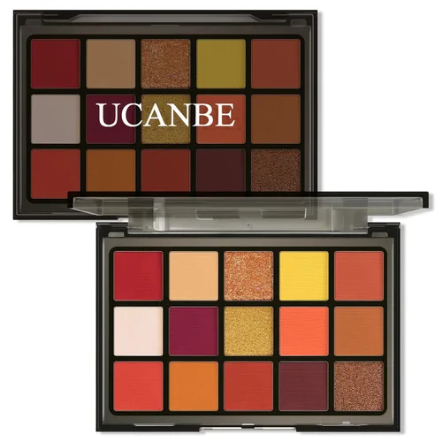 Vista 14 de UCANBE Paleta de sombras de ojos de 15 colores – Kit de maquillaje para ojos con brillo mate, purpurina metálica, tonos frescos en blanco, azul