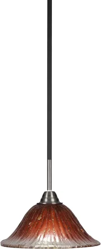 Vista 272 de Toltec Lighting Paramount - Mini colgante de 1 luz en acabado negro mate con cristal de arte perla de 7 pulgadas y estilo negro