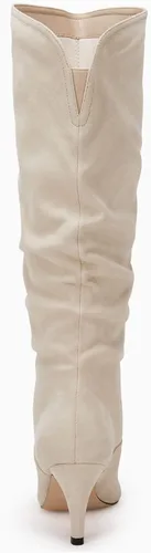 Vista 5 de Coutgo Botas altas hasta la rodilla para mujer, con tacón ancho de pantorrilla, puntera puntiaguda, botas largas para invierno