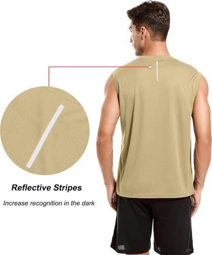 Vista 4 de Camisetas sin mangas de malla para hombre, paquete de 3 o 5 unidades, camisetas sin mangas de malla para entrenamiento, atlético, fresco y seco