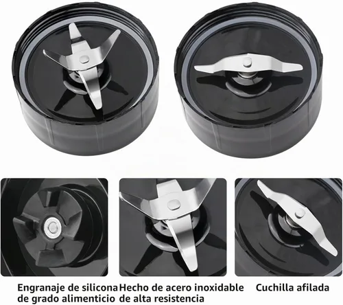 Vista 2 de Piezas de repuesto compatibles con Magic Bullet serie MB1001 de 250 W – Juego de accesorios de repuesto para licuadora prémium