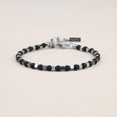 Vista 4 de GAVU Pulsera de cuentas de cristal con cierre de acero inoxidable para hombre