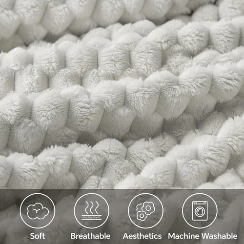 Vista 11 de BEDELITE Manta de forro polar para sofá y cama, manta decorativa de jacquard 3D de almendra, súper suave y acogedora, manta mullida cálida adecuada