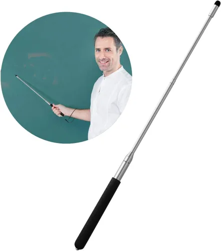 Vista 6 de Teachers - Puntero telescópico, paquete de 2 punteros telescópicos, puntero retráctil extensible para pizarra blanca con cordón (negro)