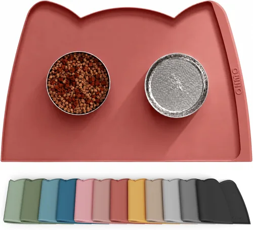 Vista 24 de OHMO - Tapete de silicona para comida para gatos, tapete de alimentación de mascotas para el piso, antideslizante e impermeable, bandeja para agua