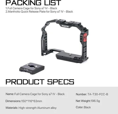 Vista 4 de Tilta Jaula completa para cámara compatible con Sony A7 IV, a1, S3, R4, 73, R3, A9 Negro