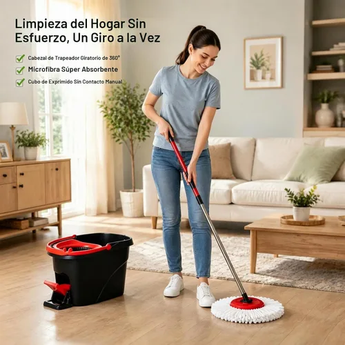 Vista 8 de 4 piezas de repuesto de cabezal de trapeador, cabezal de repuesto de trapeador giratorio compatible con el sistema Cedar Easywring de 1 tanque, que