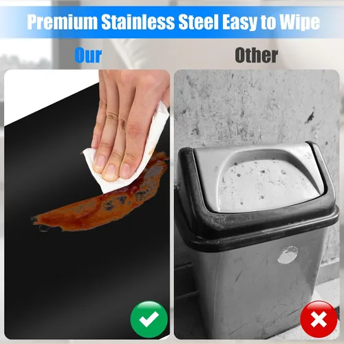 Vista 6 de Anzoymx Botes de basura de baño de acero inoxidable de 1.8 galones, bote de basura pequeño con tapa emergente, papelera estrecha de metal, juego