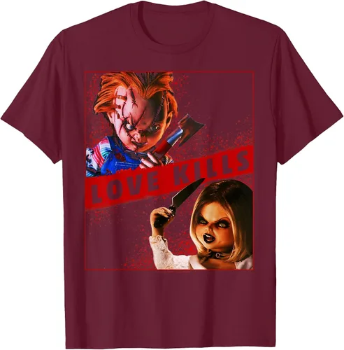 Vista 7 de Child's Play Chucky and Tiffany Love Kills T-Shirt Asphalt Grey