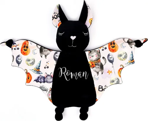 Vista 4 de Artículos para baby shower de Halloween, manta de seguridad de felpa de murciélago, relleno de canasta de regalo del primer Halloween del bebé