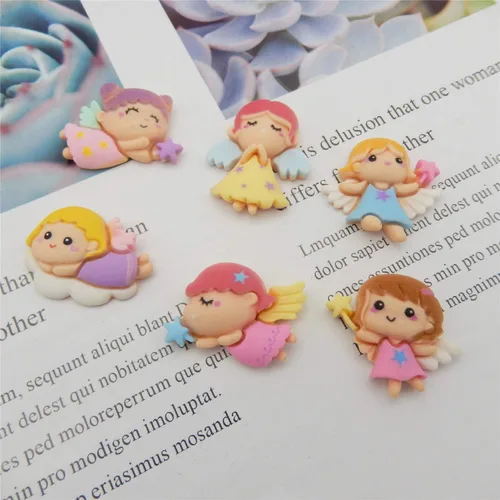 Vista 3 de Paquete de 20 adornos surtidos de resina con alas de ángel de resina, para álbumes de recortes, lazos para el cabello, cabujones kawaii, decoración