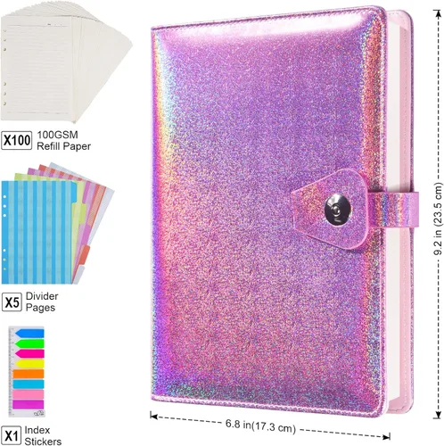 Vista 2 de Cuaderno de diario, planificador organizador de carpetas rellenables, cuaderno de escritura de negocios de cuero para mujeres y hombres, diario
