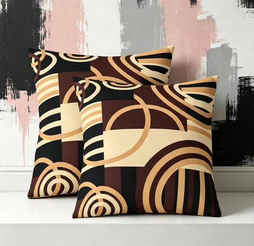 Vista 147 de Juego de 2 fundas de almohada abstractas de 16 x 16 pulgadas para niños, niñas, adolescentes, decoración de dormitorio, moderna a rayas, decoración