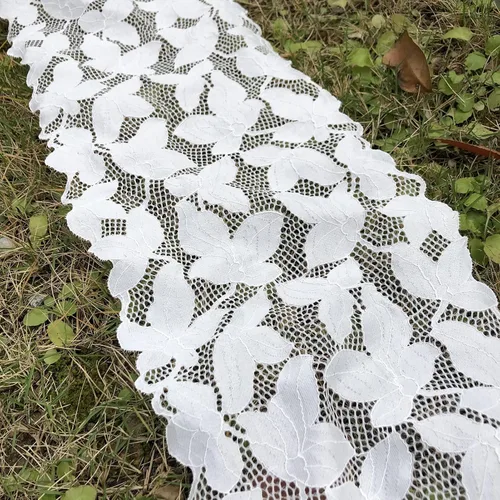 Vista 4 de Cinta de encaje elástico de 8 pulgadas de ancho para camino de mesa, ropa y manualidades de bricolaje, 5 patrones surtidos, 1 yarda cada uno