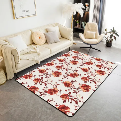 Vista 6 de jejeloiu Groovy Flower Area Rug 3x5 Retro Floral Boho Living Room Rugs for Bedroom 70S Hippie Groovy Flowers Bohemian Decor Carpet Psychedelic Beige