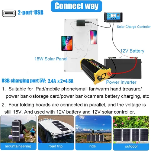 Vista 2 de Kit de panel solar con inversor de combinación de sistema solar de 4000 W, 12 V a 110 V/220 V, generador solar, sistema de red para el hogar