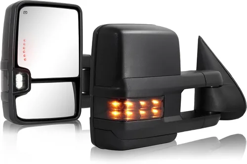 Vista 11 de Espejo de remolque para Silverado Sierra - Compatible con 2003-2007 Chevy Silverado GMC Sierra, espejos de remolque con vidrio ajustado