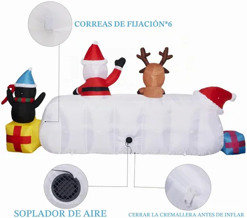 Vista 6 de Beyond Your Thoughts Decoración inflable de Navidad de 10 pies de largo, pancarta de Papá Noel, ciervo, pingüino, regalos inflables para vacaciones
