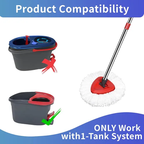 Vista 2 de Cabezales de repuesto para trapeador, base de repuesto compatible con el sistema O Cedar EasyWring de 1 tanque, 2 repuestos de cabezal de trapeador