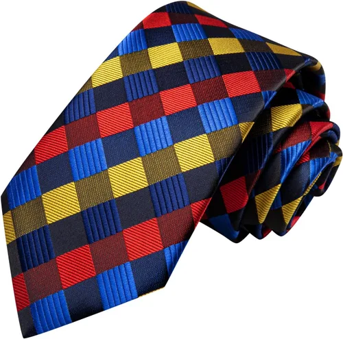 Vista 58 de Hi-Tie Corbata clásica de cachemira para hombre con pañuelo y gemelos a cuadros