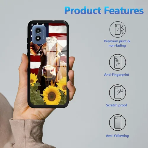 Vista 2 de Funda para Motorola Moto G Play 4G 2024 con protector de pantalla, parte trasera de vidrio templado + funda de silicona suave TPU absorción